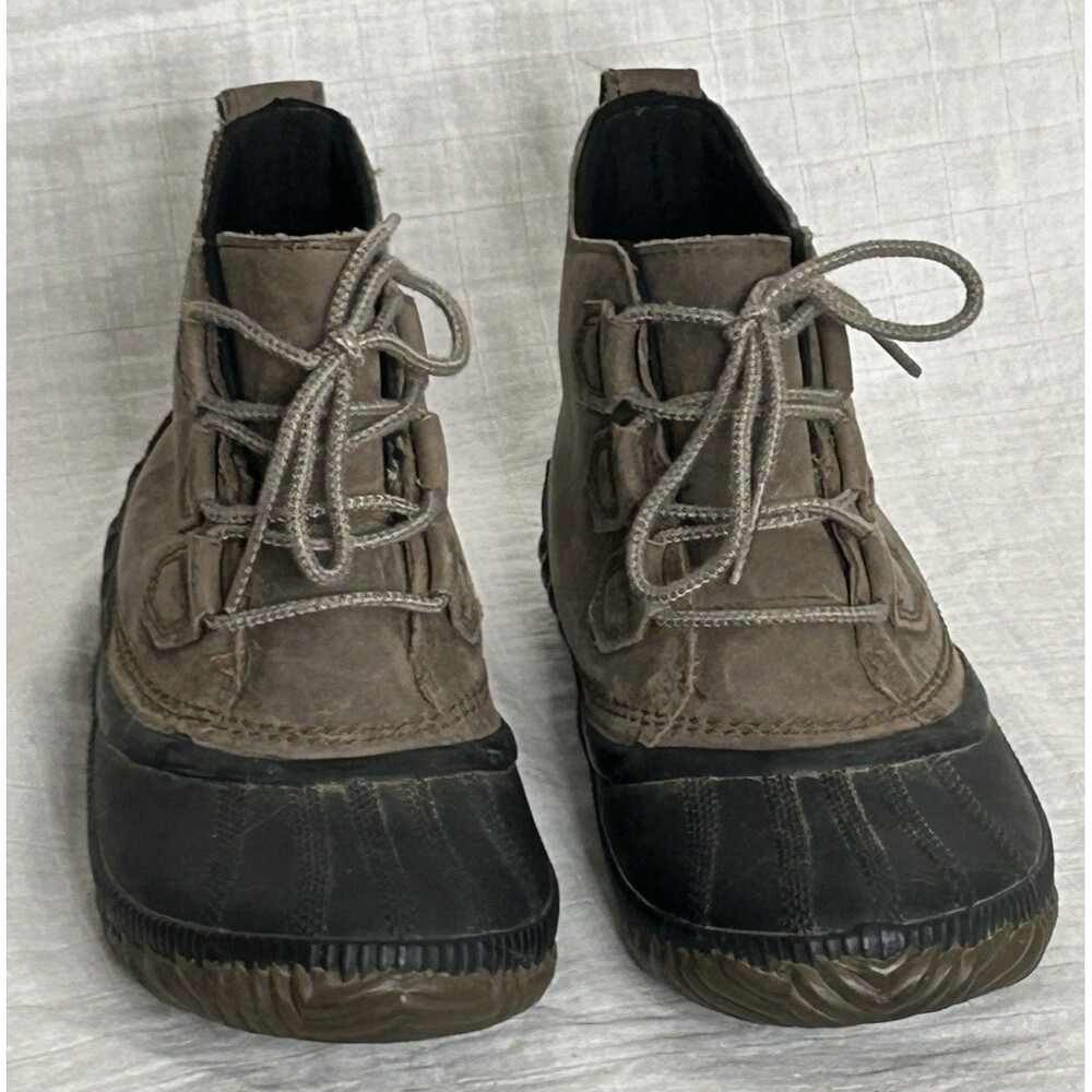 SOREL Out N About Mid Ankle Duck Boots Waterproof Black Tan Womens size 7.5 - Picture 4 of 7